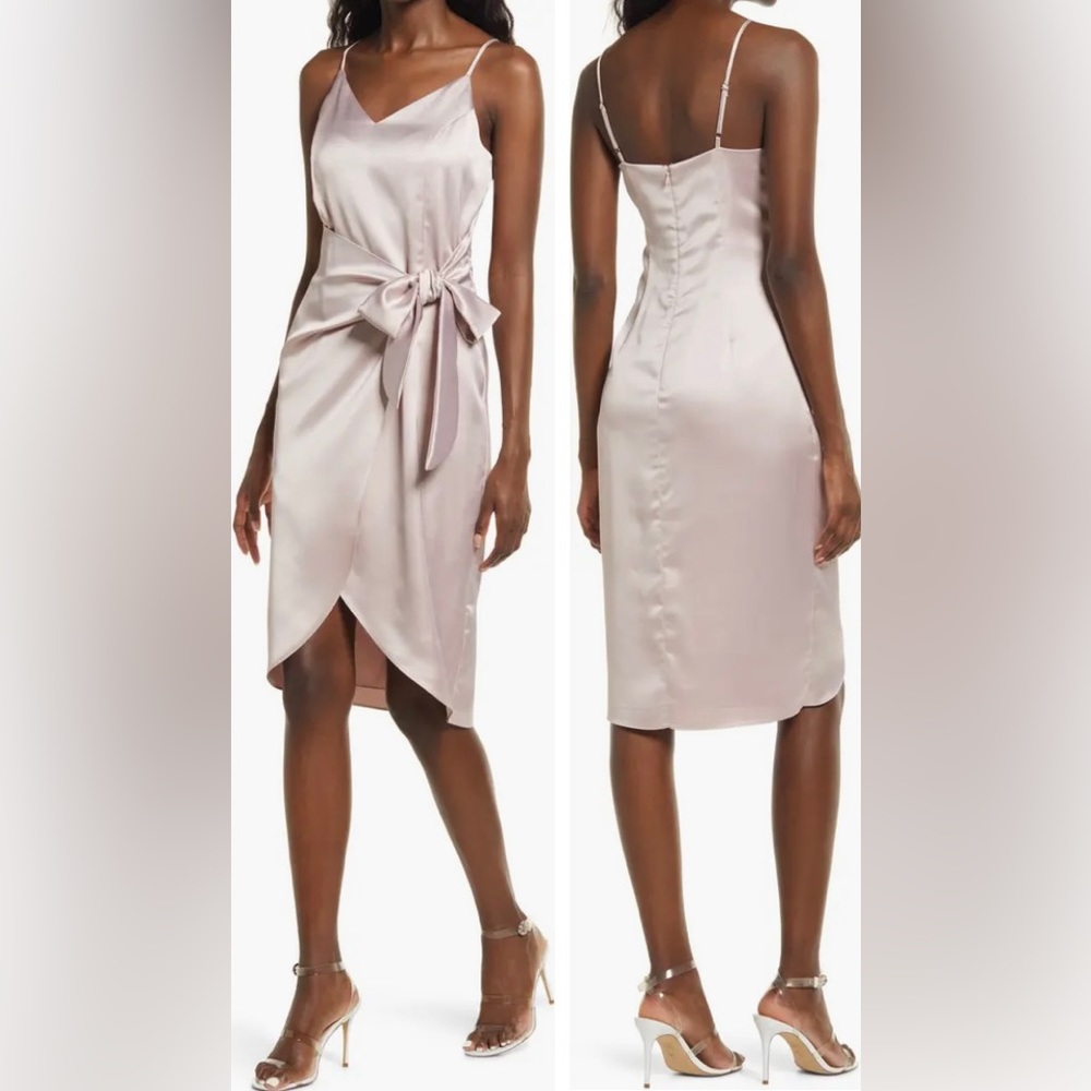 Romantic Satin Wrap Slip dress.